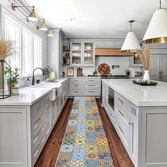 Boho Washable Runner Rug - Vintage Distressed Carpet for Kitchen