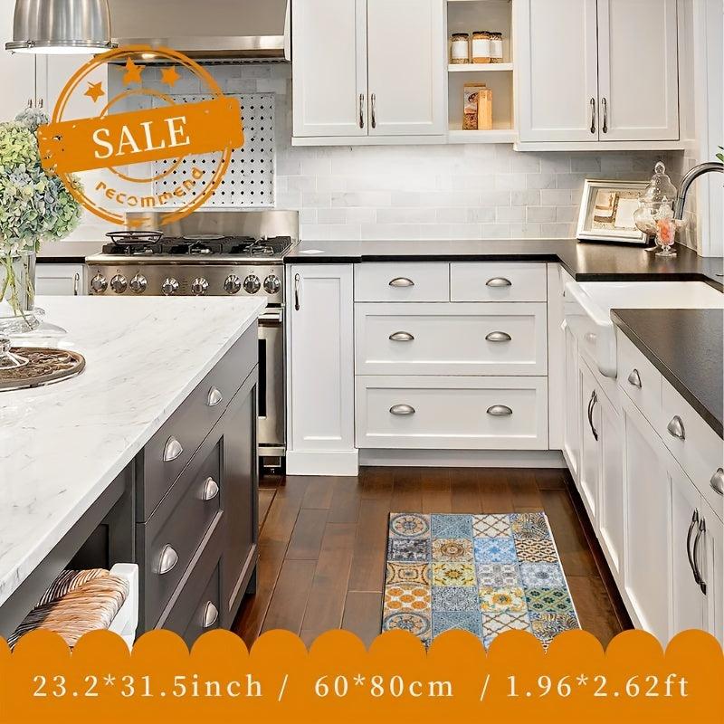Boho Washable Runner Rug - Vintage Distressed Carpet for Kitchen