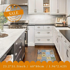 Boho Washable Runner Rug - Vintage Distressed Carpet for Kitchen