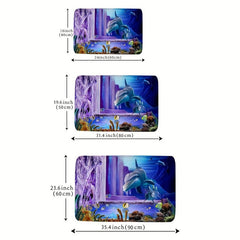 Cartoon Ocean Dolphin Area Rug Non-slip Indoor Entrance Floor Mat