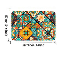 Colorful Indoor Mat Abstract Flowers Pattern Area Rug Non Slip Floor Carpet