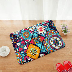 Colorful Indoor Mat Abstract Flowers Pattern Area Rug Non Slip Floor Carpet