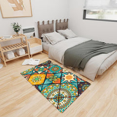 Colorful Indoor Mat Abstract Flowers Pattern Area Rug Non Slip Floor Carpet