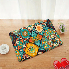 Colorful Indoor Mat Abstract Flowers Pattern Area Rug Non Slip Floor Carpet