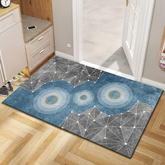 Geometric Non Slip Door Mat Grey Modern Washable Dirt Trapper