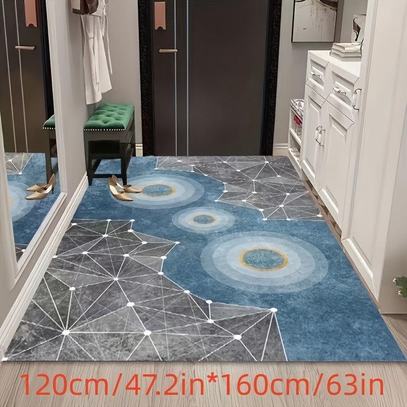 Geometric Non Slip Door Mat Grey Modern Washable Dirt Trapper