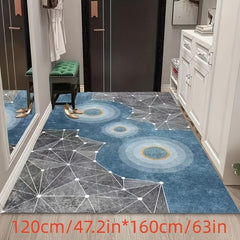 Geometric Non Slip Door Mat Grey Modern Washable Dirt Trapper
