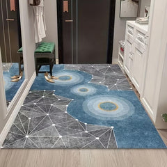 Geometric Non Slip Door Mat Grey Modern Washable Dirt Trapper