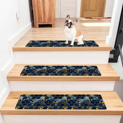Marble Print Stair Mat Polyester TPR Non-slip Carpet 76.2cm x 20 Indoor