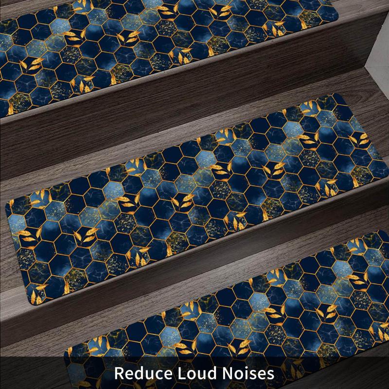 Marble Print Stair Mat Polyester TPR Non-slip Carpet 76.2cm x 20 Indoor
