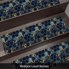 Marble Print Stair Mat Polyester TPR Non-slip Carpet 76.2cm x 20 Indoor