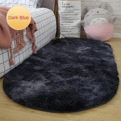 Minimalist Polyester Fuzzy Oval Floor Carpet for Home Decor