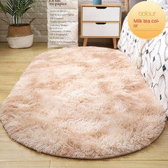 Minimalist Polyester Fuzzy Oval Floor Carpet for Home Decor