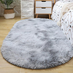 Minimalist Polyester Fuzzy Oval Floor Carpet for Home Decor