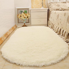 Minimalist Polyester Fuzzy Oval Floor Carpet for Home Decor