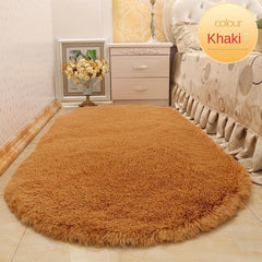 Minimalist Polyester Fuzzy Oval Floor Carpet for Home Decor