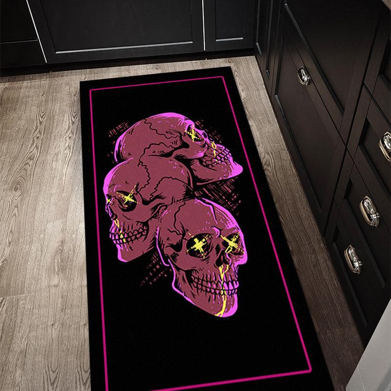 Gothic Skull Halloween Area Rug Living Room Decor Horror Theme Doormat
