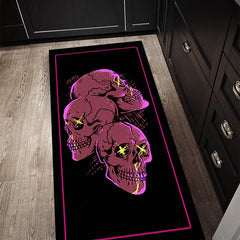 Gothic Skull Halloween Area Rug Living Room Decor Horror Theme Doormat