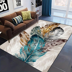 Feather Print Non-slip Resistant Rug Machine Washable