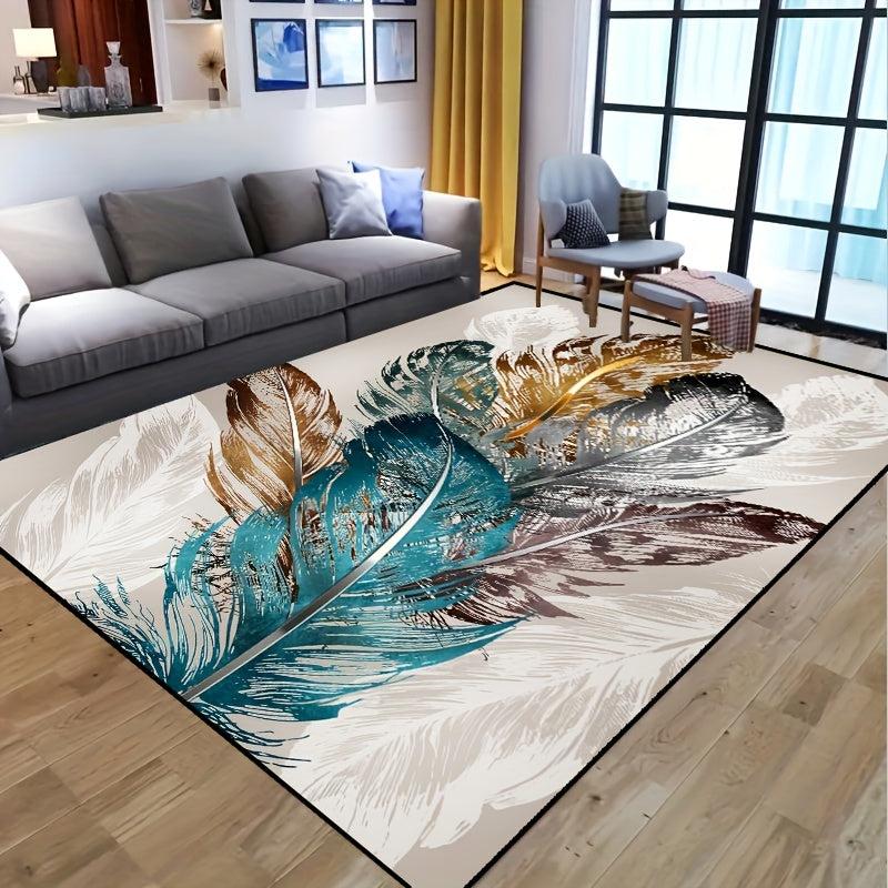 Feather Print Non-slip Resistant Rug Machine Washable