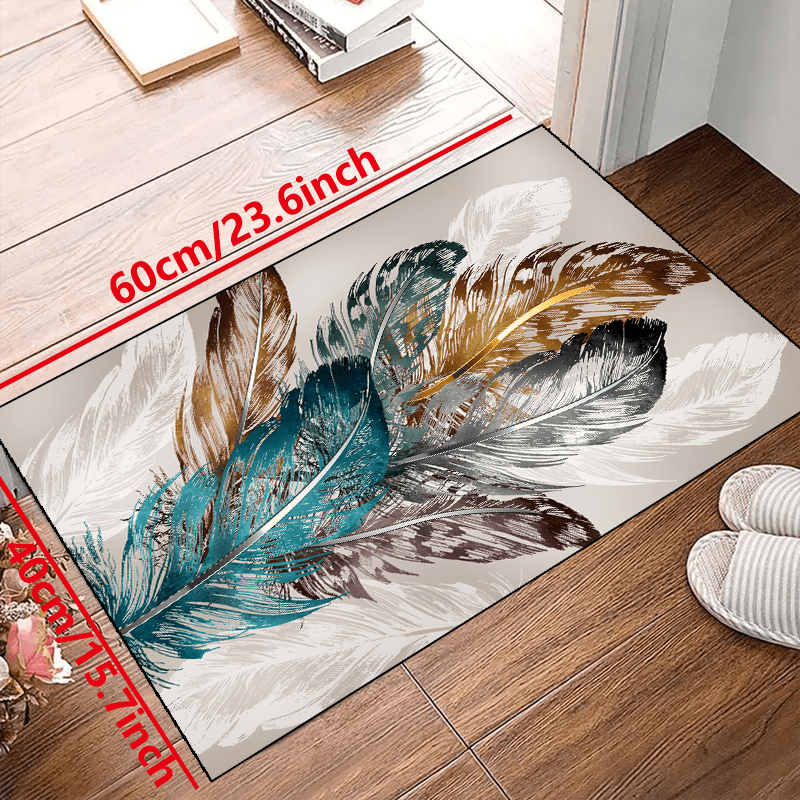 Feather Print Non-slip Resistant Rug Machine Washable