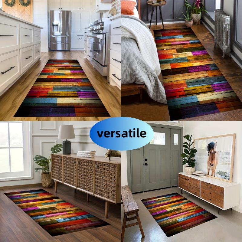 Fashionable Wood Pattern TPR Base Mat Non-slip Washable Carpet