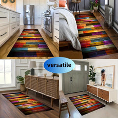 Fashionable Wood Pattern TPR Base Mat Non-slip Washable Carpet