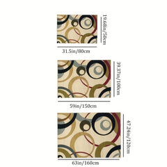 Geometric Area Rug Red Circle Pattern Soft Carpet