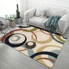 Geometric Area Rug Red Circle Pattern Soft Carpet