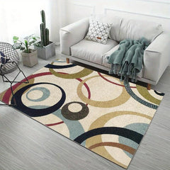 Geometric Area Rug Red Circle Pattern Soft Carpet