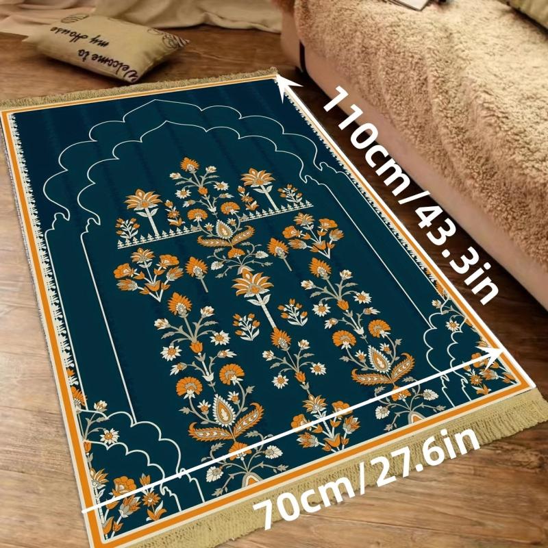 Islamic Prayer Mat Vintage Boho Rug Floral Living Room Bedroom Floor Mat