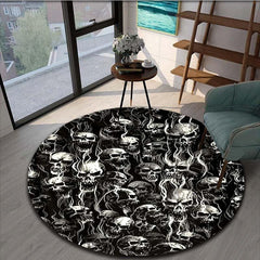 Skulls Halloween Kitchen Rug Round Anti Skid Area Floor Mat