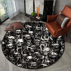 Skulls Halloween Kitchen Rug Round Anti Skid Area Floor Mat