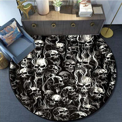 Skulls Halloween Kitchen Rug Round Anti Skid Area Floor Mat
