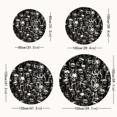 Skulls Halloween Kitchen Rug Round Anti Skid Area Floor Mat