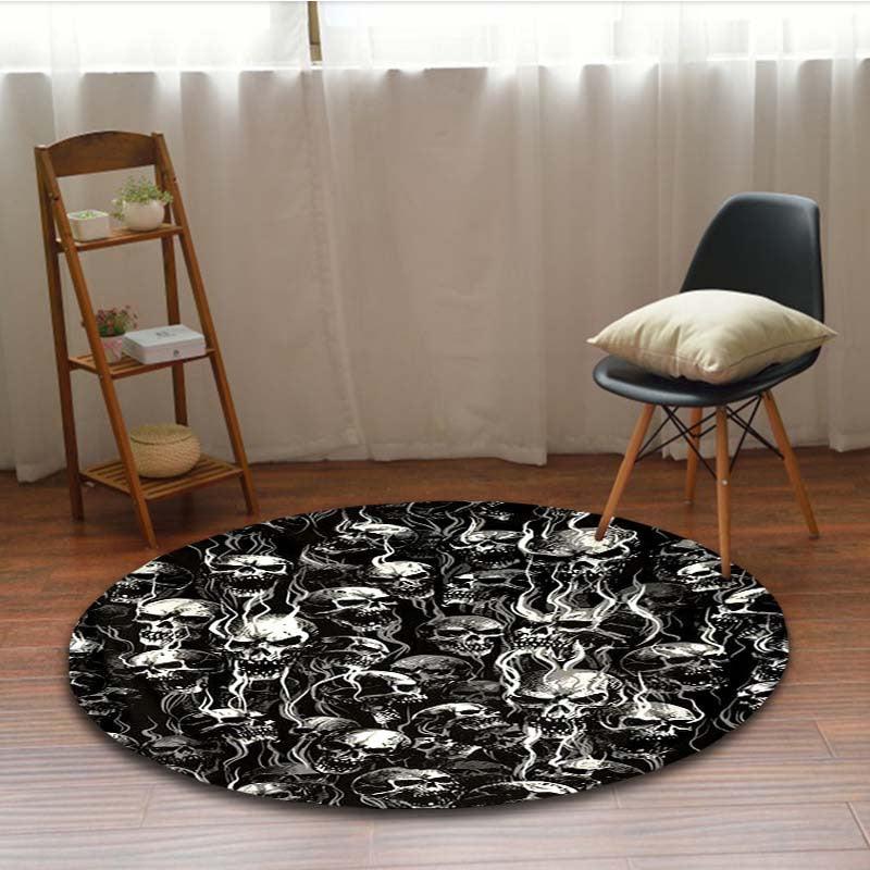 Skulls Halloween Kitchen Rug Round Anti Skid Area Floor Mat