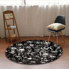 Skulls Halloween Kitchen Rug Round Anti Skid Area Floor Mat
