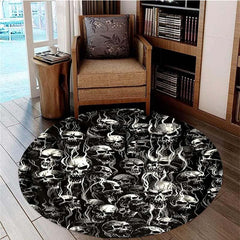 Skulls Halloween Kitchen Rug Round Anti Skid Area Floor Mat