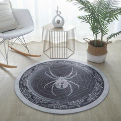 Spooky Spider Round Area Rug Non Slip Washable Carpet Floor Mat