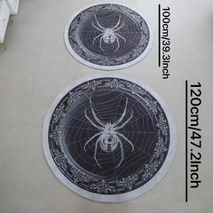 Spooky Spider Round Area Rug Non Slip Washable Carpet Floor Mat