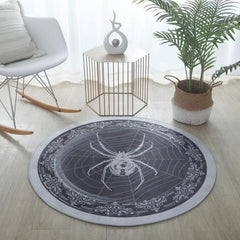 Spooky Spider Round Area Rug Non Slip Washable Carpet Floor Mat