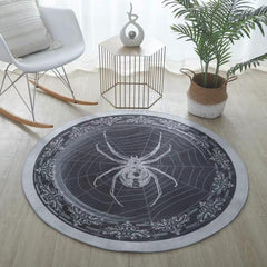 Spooky Spider Round Area Rug Non Slip Washable Carpet Floor Mat