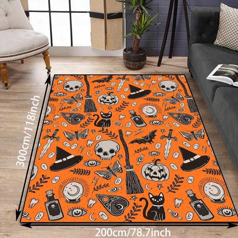 Halloween Area Rug Skull Pumpkin Carpet Home Decor