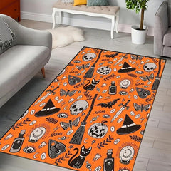 Halloween Area Rug Skull Pumpkin Carpet Home Decor