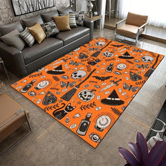 Halloween Area Rug Skull Pumpkin Carpet Home Decor