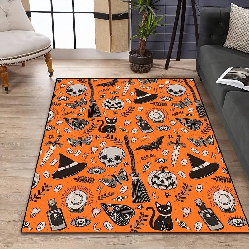 Halloween Area Rug Skull Pumpkin Carpet Home Decor