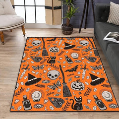 Halloween Area Rug Skull Pumpkin Carpet Home Decor