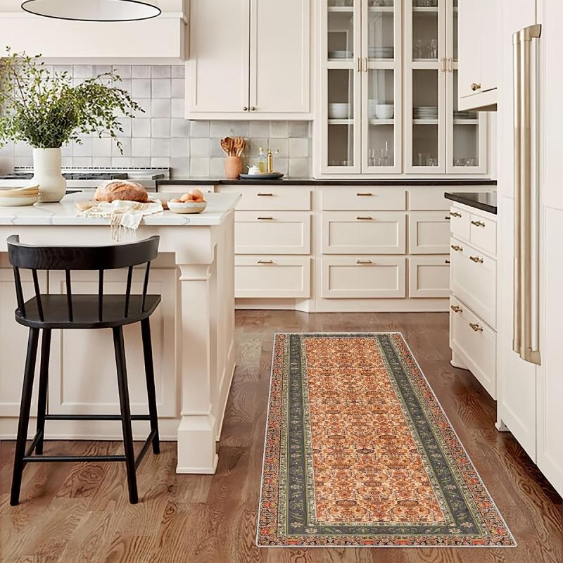 Vintage Washable Runner Rug Non Slip Stair Kitchen Mat Oriental Throw Rug