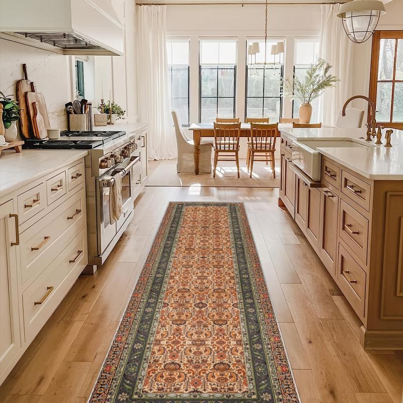Vintage Washable Runner Rug Non Slip Stair Kitchen Mat Oriental Throw Rug
