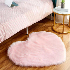 Heart Shaped Pink Shag Rug for Girls Bedroom